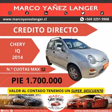 Chery IQ 1.0 GL usado (2014) color Gris Plata  precio $2.800.000